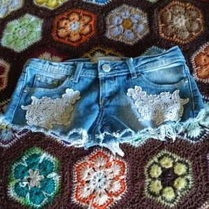 Almost Famous Blue and White Jean Shorts